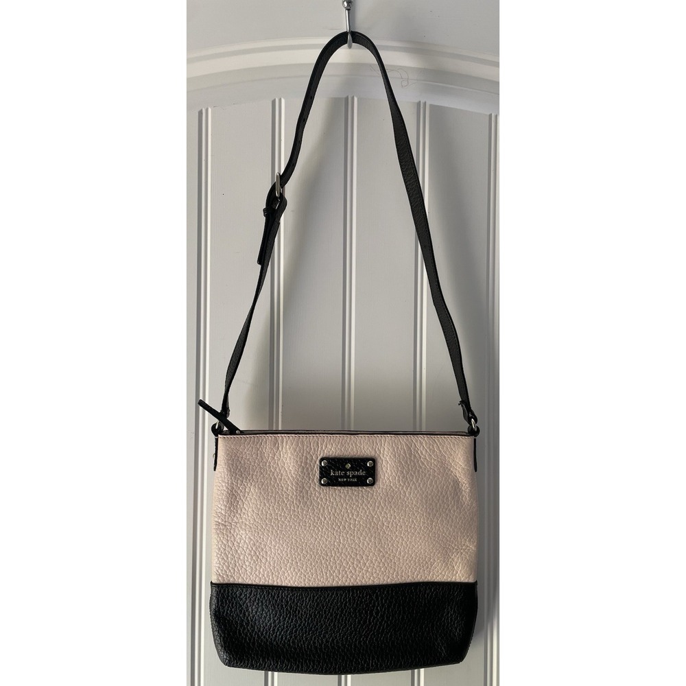 Kate Spade Bay Street Cora Black Pink Pebbled Leather Crossbody Shoulder Bag